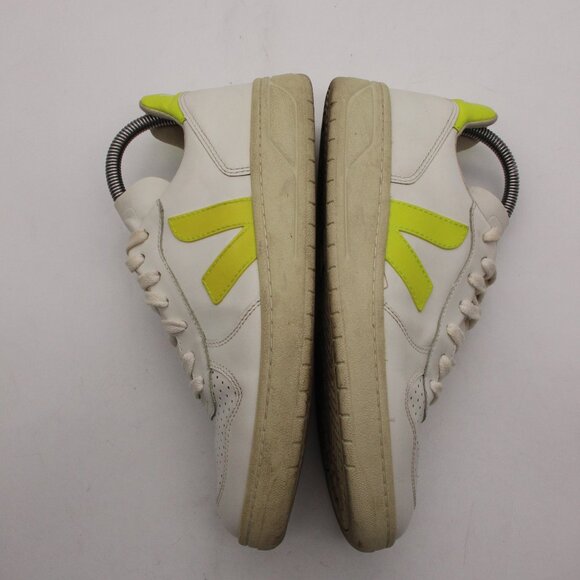 Veja V 10 Women's Size 8  White Green Leather Lace Up Logo Sneakers Lace Up - Picture 7 of 10